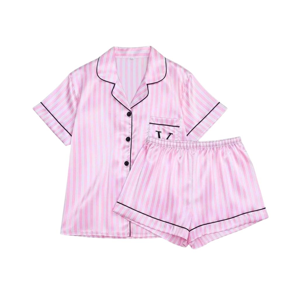 Pyjama satiné V deux-pièces