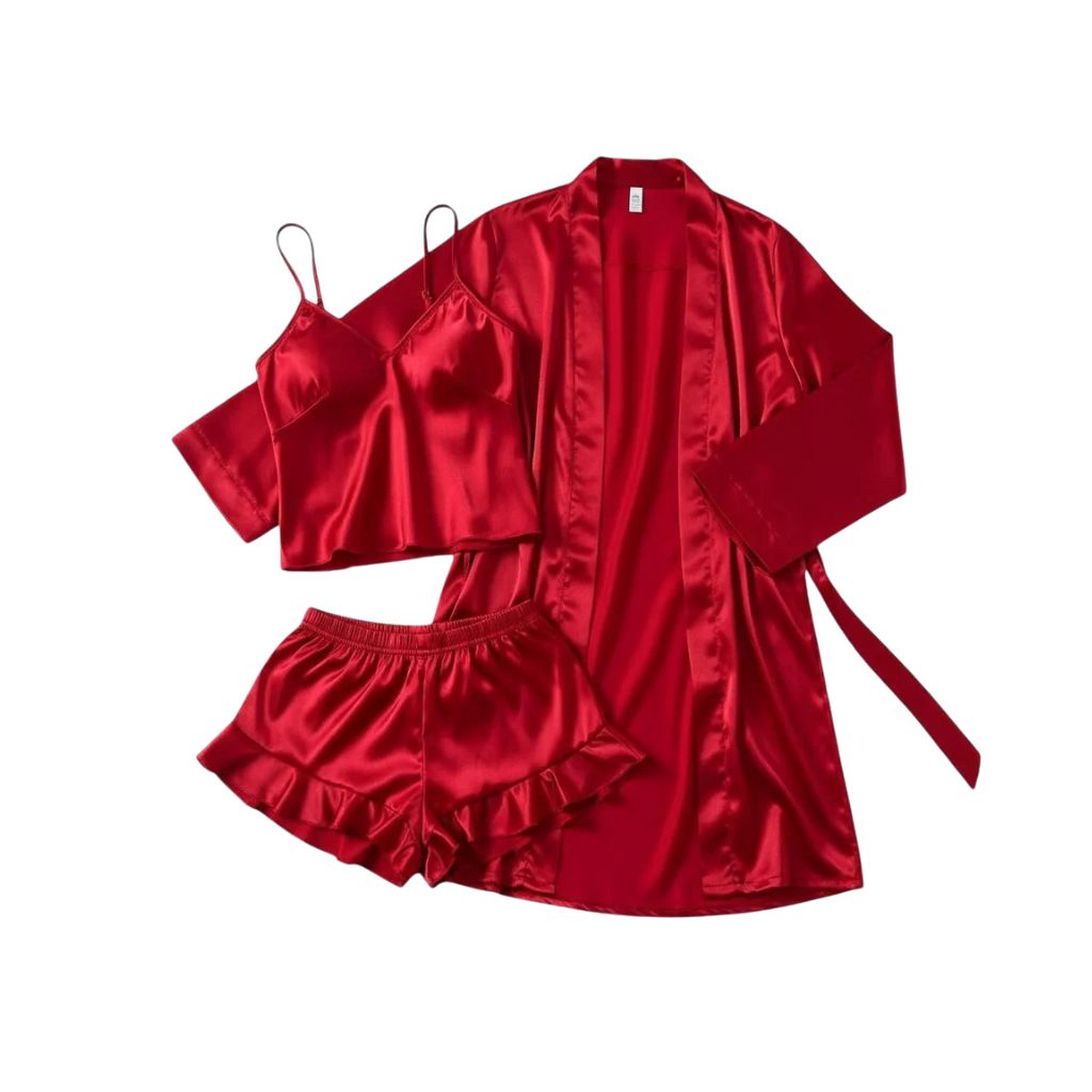 Pyjama élégant satiné trois pièces